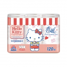 【春風】Hello Kitty 甜蜜系印花廚房紙巾 120張*6捲*8串/箱