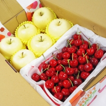【鮮果日誌】金蘋禮讚櫻桃禮盒(日本金星蘋果6入+智利櫻桃2.5台斤)
