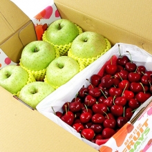 【鮮果日誌】平安禮讚櫻桃禮盒(日本王林蘋果6入+智利櫻桃2.5台斤)