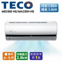 J-	 TECO東元 4-5坪R32一級變頻冷暖一對一分離式空調MS28IE-HS/MA28IH-HS